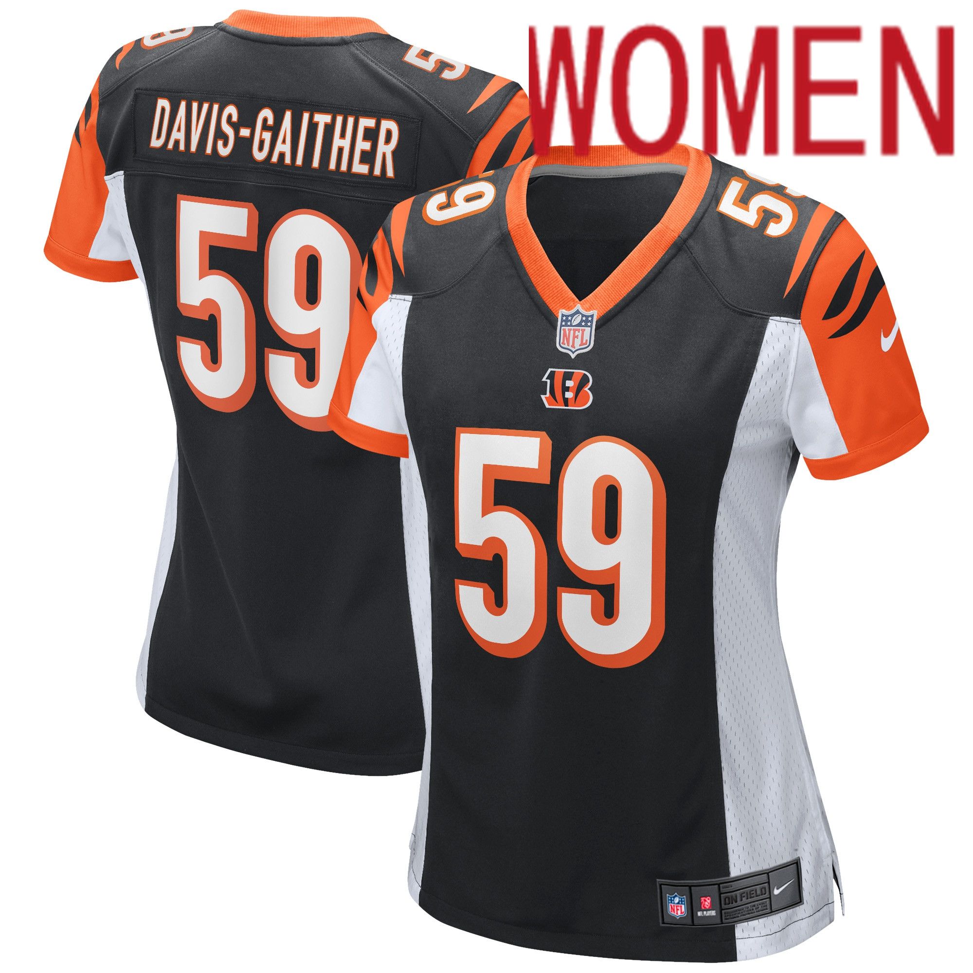 Women Cincinnati Bengals 59 Akeem Davis-Gaither Nike Black Game NFL Jersey
